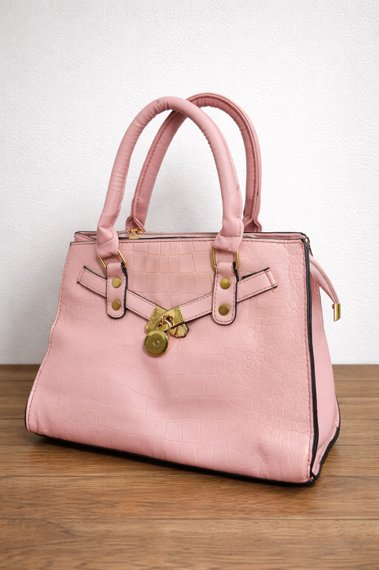 Blush Croc Satchel Bag