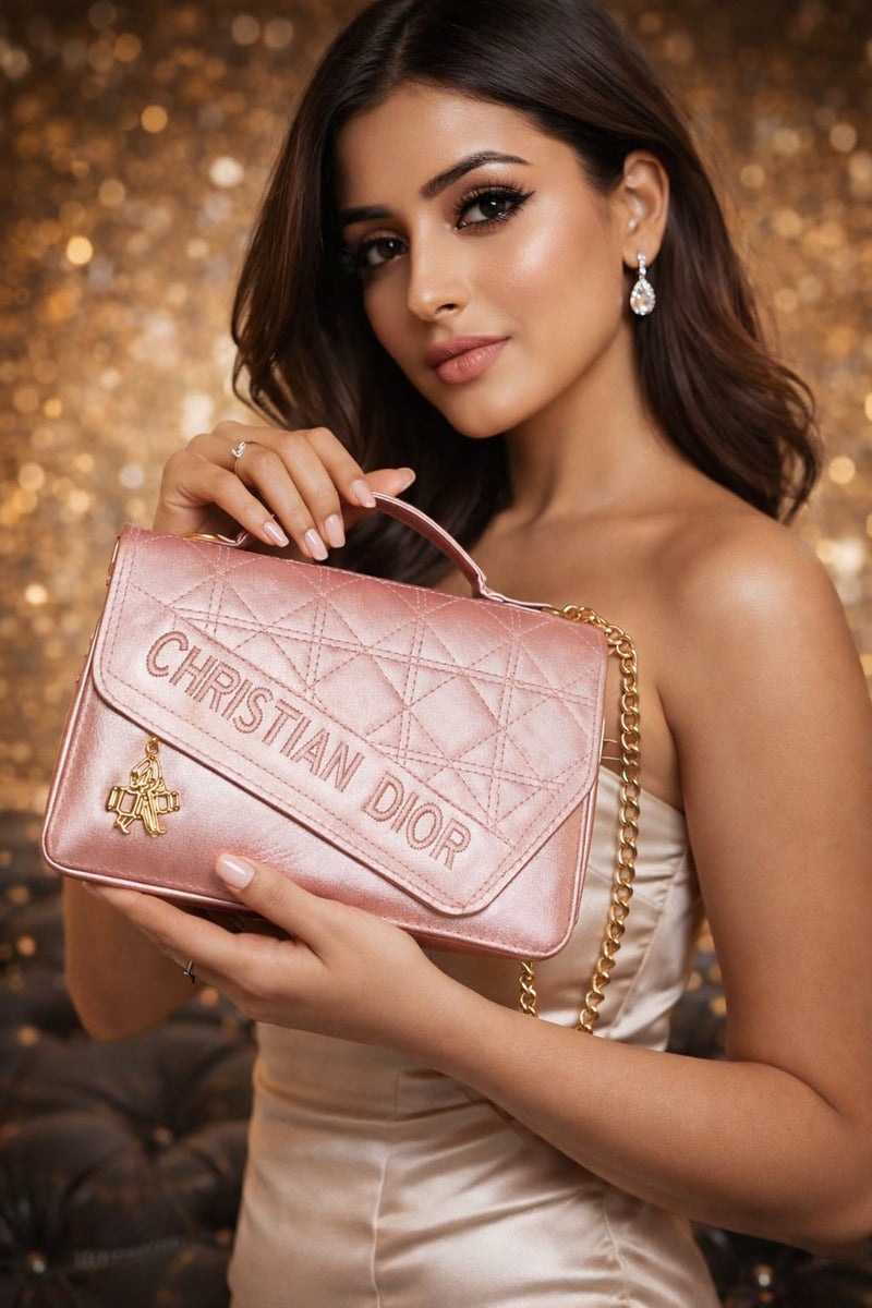 Handbag with Gold Chain – Party Wear