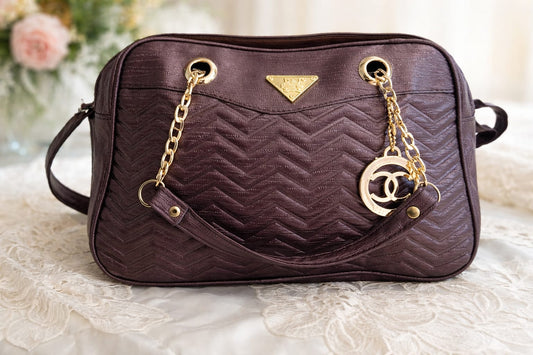 Brown Handbag with Golden Chain