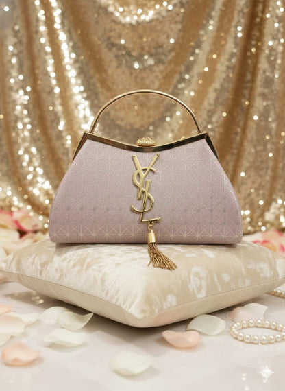 Luxury Metallic Ladies Clutch Bag with Golden Handle – Party & Wedding Purse